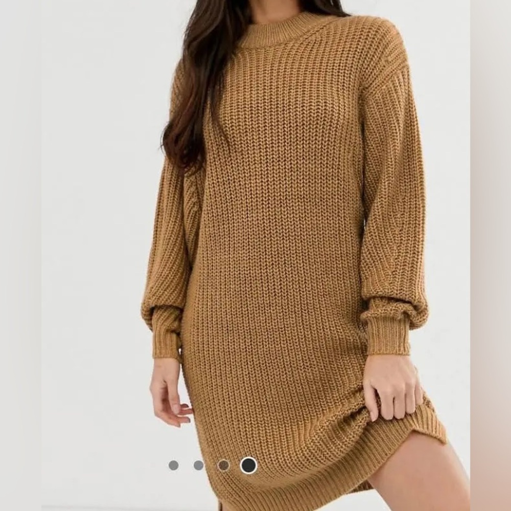 ASOS Chunky Knit Sweater Dress in Camel